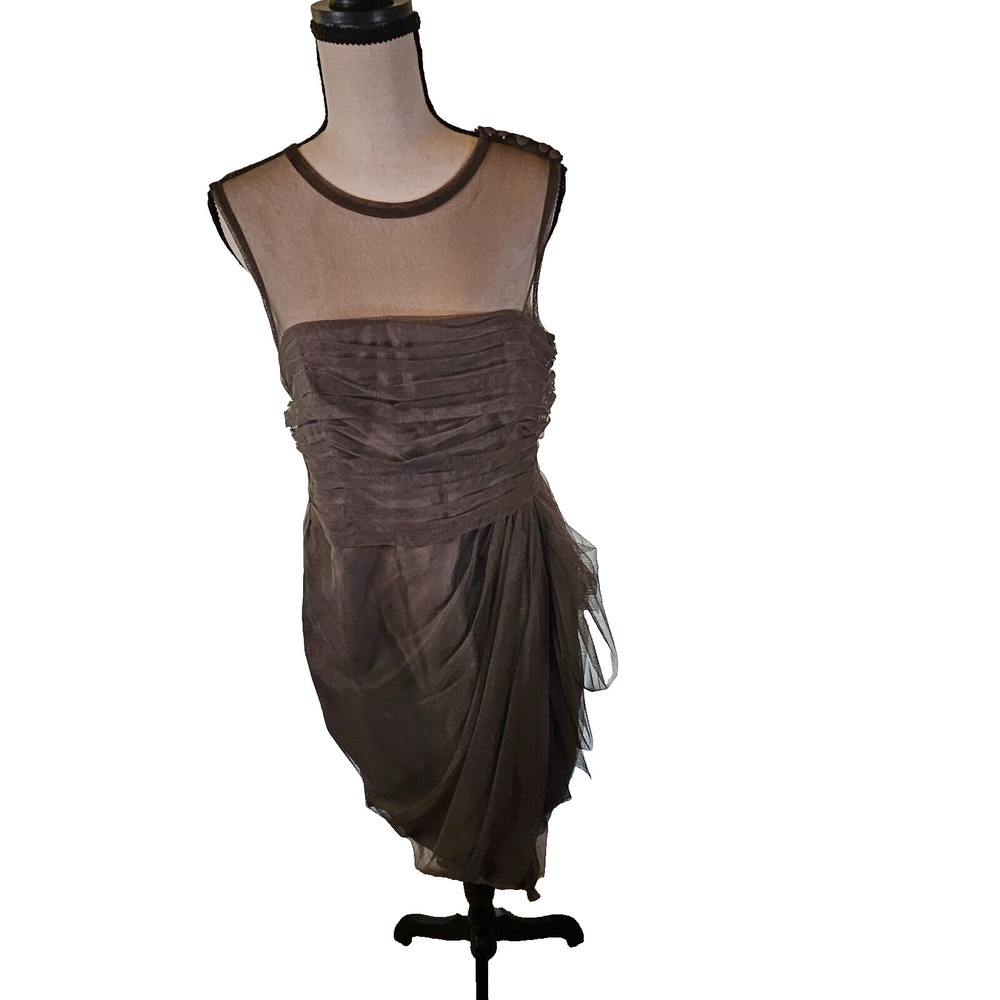 White by Vera Wang Gray Tulle A-Line Formal Short Dress Size 10 1-00935